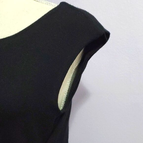 Ann Taylor Black Tied Front Sheath Midi Dress Modest Career Event Size 2 - Picture 4 of 10